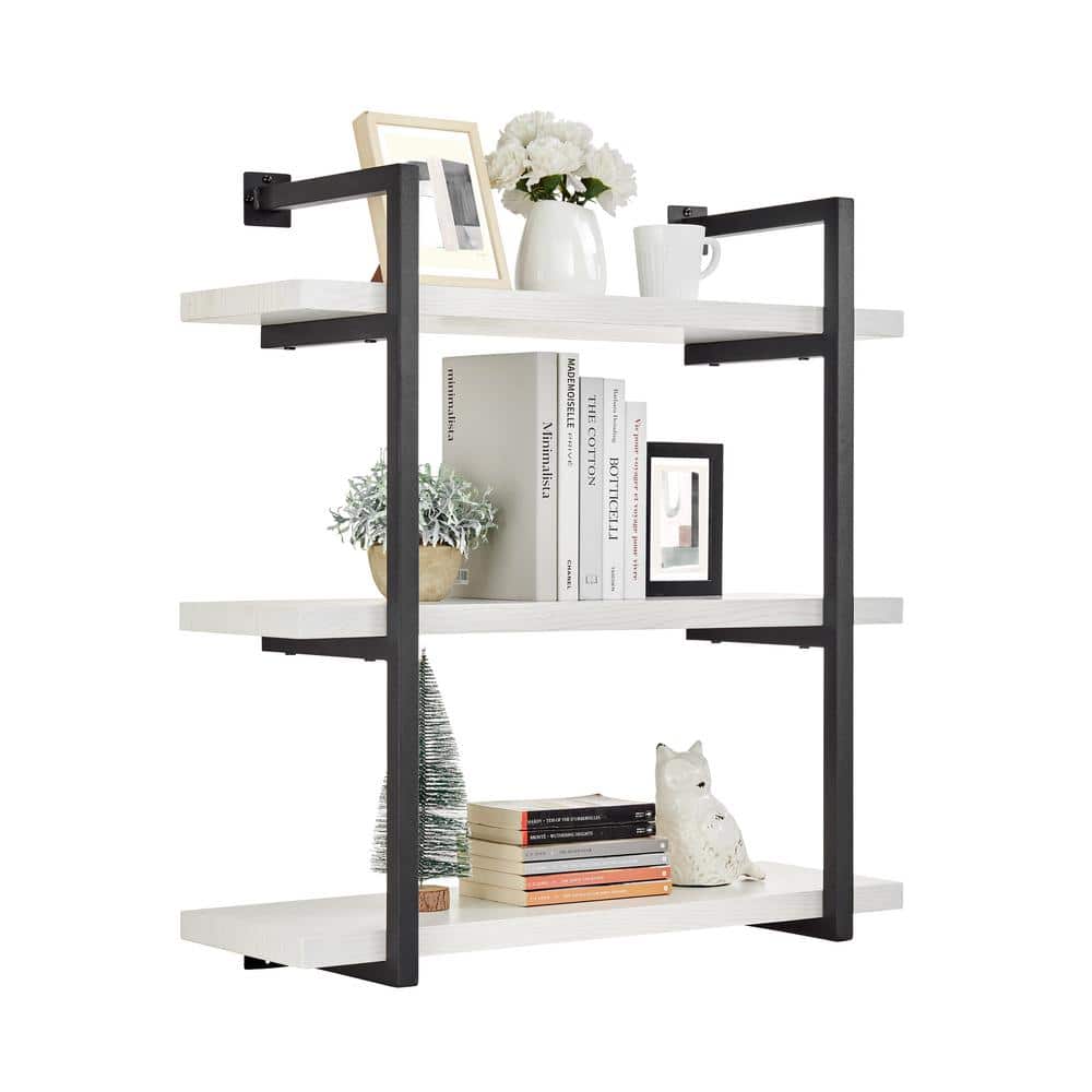 White and Black 3-Tier Industrial Wall Shelf