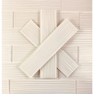 Italian Cream 4 in. x 16 in. x 6 mm Textured Large Format Glass Subway Tile (8 sq. ft./Case)