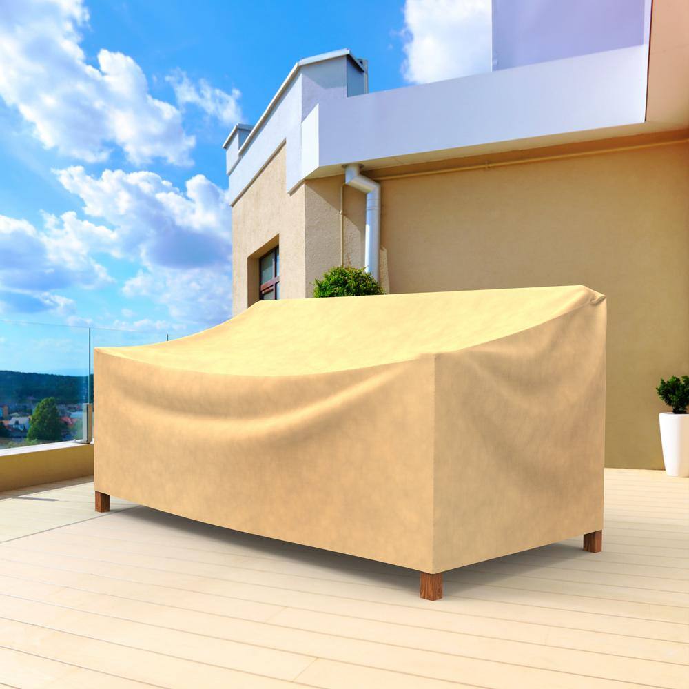 Medium Beige Waterproof UV-Resistant Patio Loveseat Cover