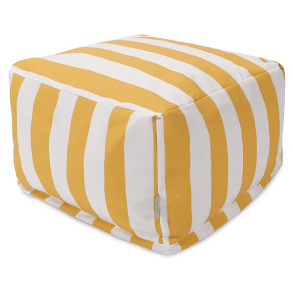 Majestic Home Goods Yellow Vertical Stripe Indoor/Outdoor Ottoman Cushion