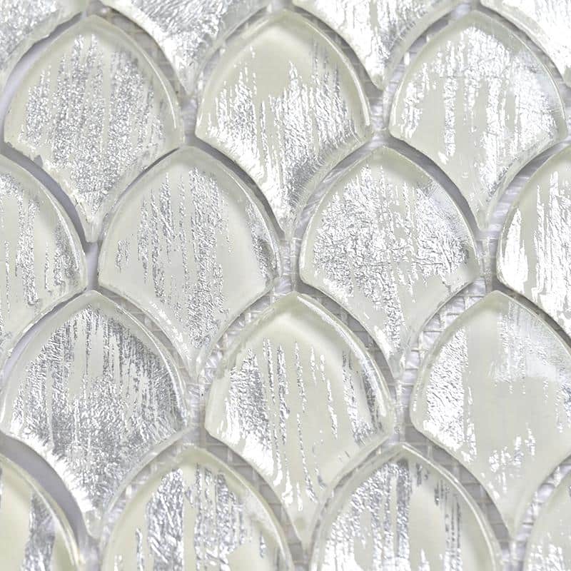 Majeste Silver Glass Fish Scale Mosaic Tile