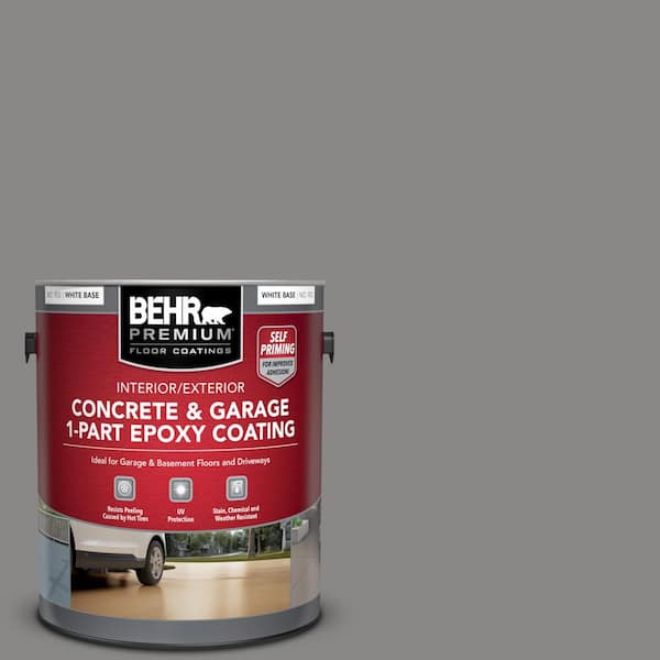 BEHR PREMIUM 1 gal. #PPU26-04 Falcon Gray Self-Priming 1-Part Epoxy Satin Interior/Exterior Concrete and Garage Floor Paint