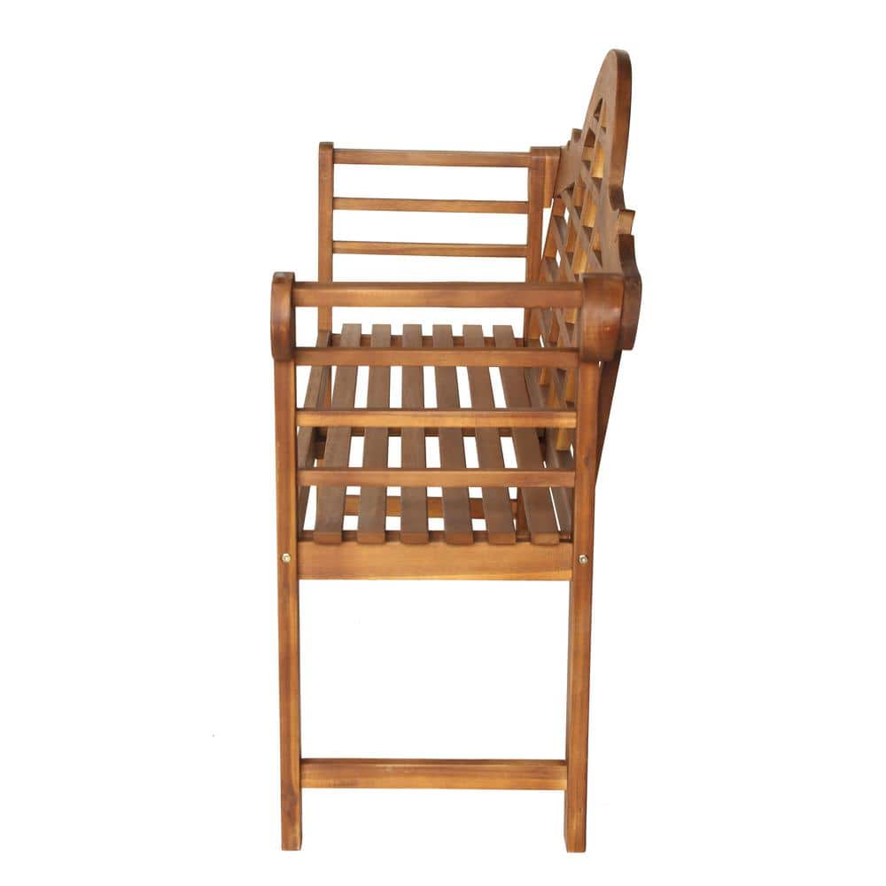 Lutyens Teak Acacia Wood 3-Seat Arched Garden Bench