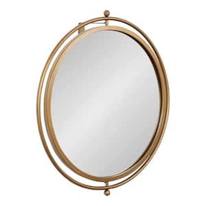 Baron 22 in. H x 21 in. H Modern Round Gold Framed Accent Wall Mirror