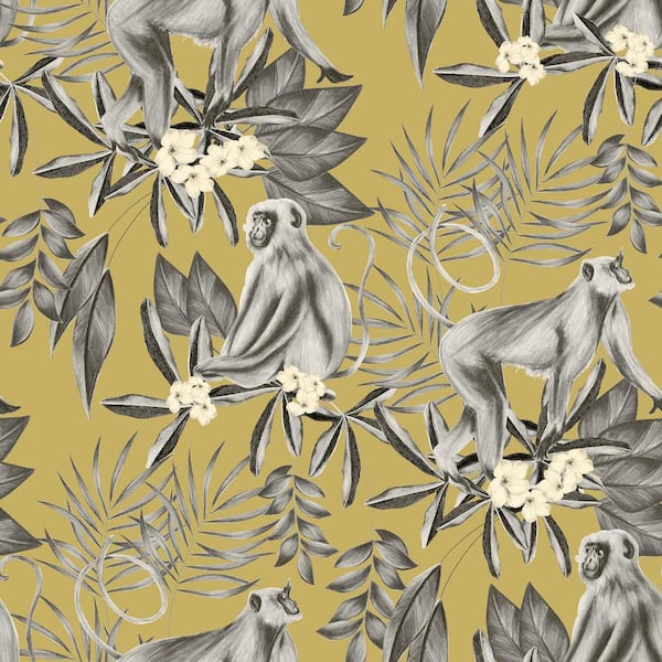 OhPopsi Yellow Morris Mustard Tropical Jungle Wallpaper Sample