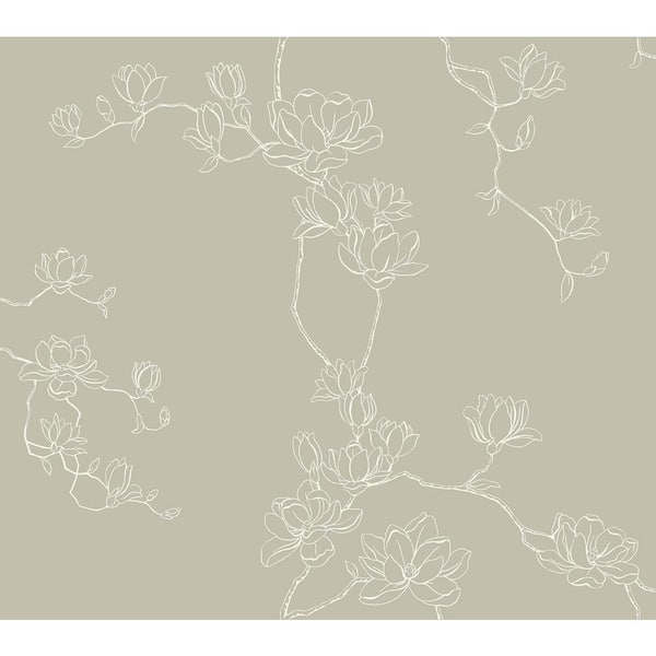 Magnolia Taupe Branches Wallpaper