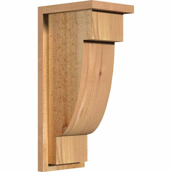 Ekena Millwork 8 in. x 10 in. x 22 in. Western Red Cedar Del Alpine Rough Sawn Corbel with Backplate