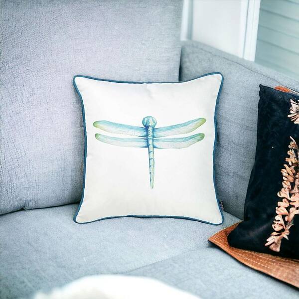 Square Aqua Blue Watercolor Dragonfly Decorative Throw Pillow Cover Square Aqua Blue Watercolor Dragonfly Decorative Throw Pillow Cover