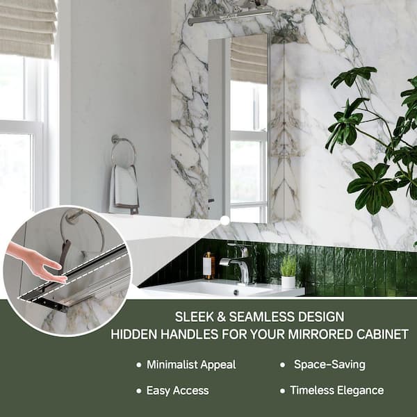 12 in. W x 30 in. H Rectangular Left Swing Aluminum Medicine Cabinet with Mirror