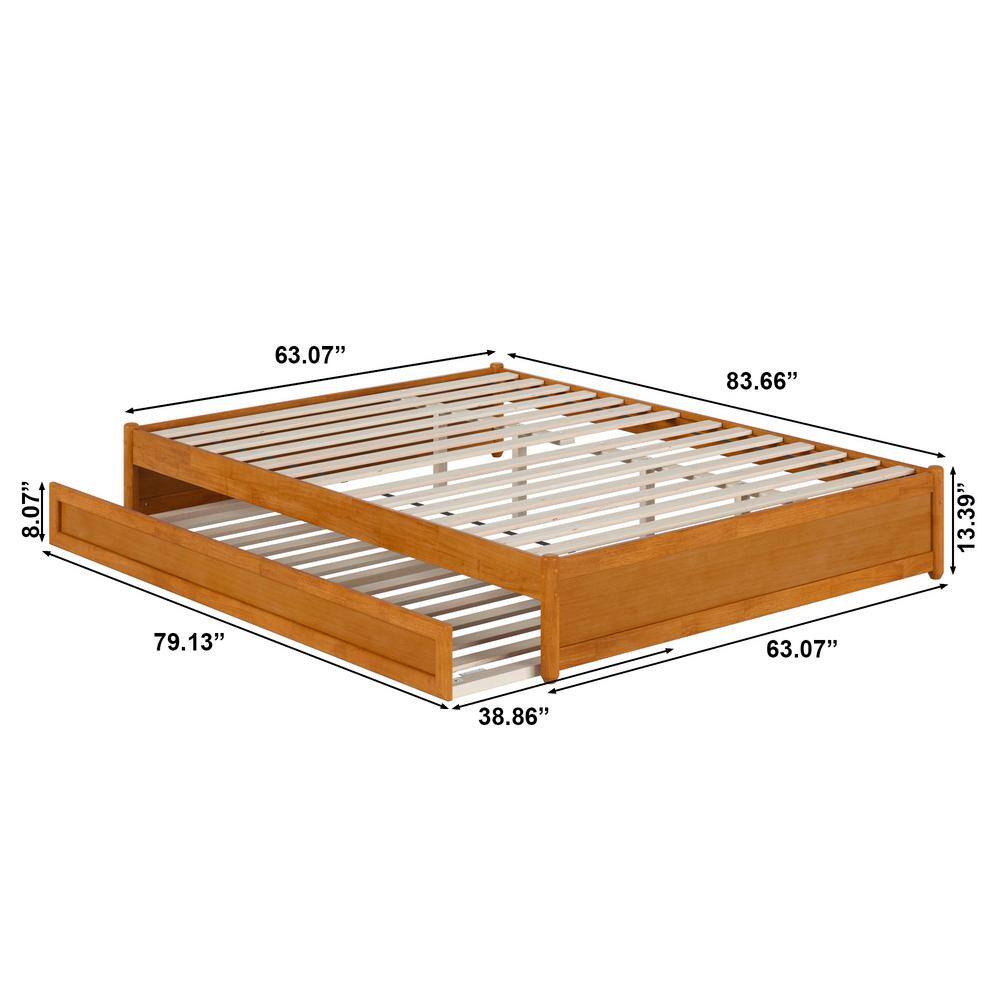 Barcelona Light Toffee Queen Wood Panel Platform Bed with Twin XL Trundle