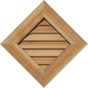 26.375" x 26.375" Diamond Rough Sawn Western Red Cedar Wood Paintable Gable Louver Vent Non-Functional