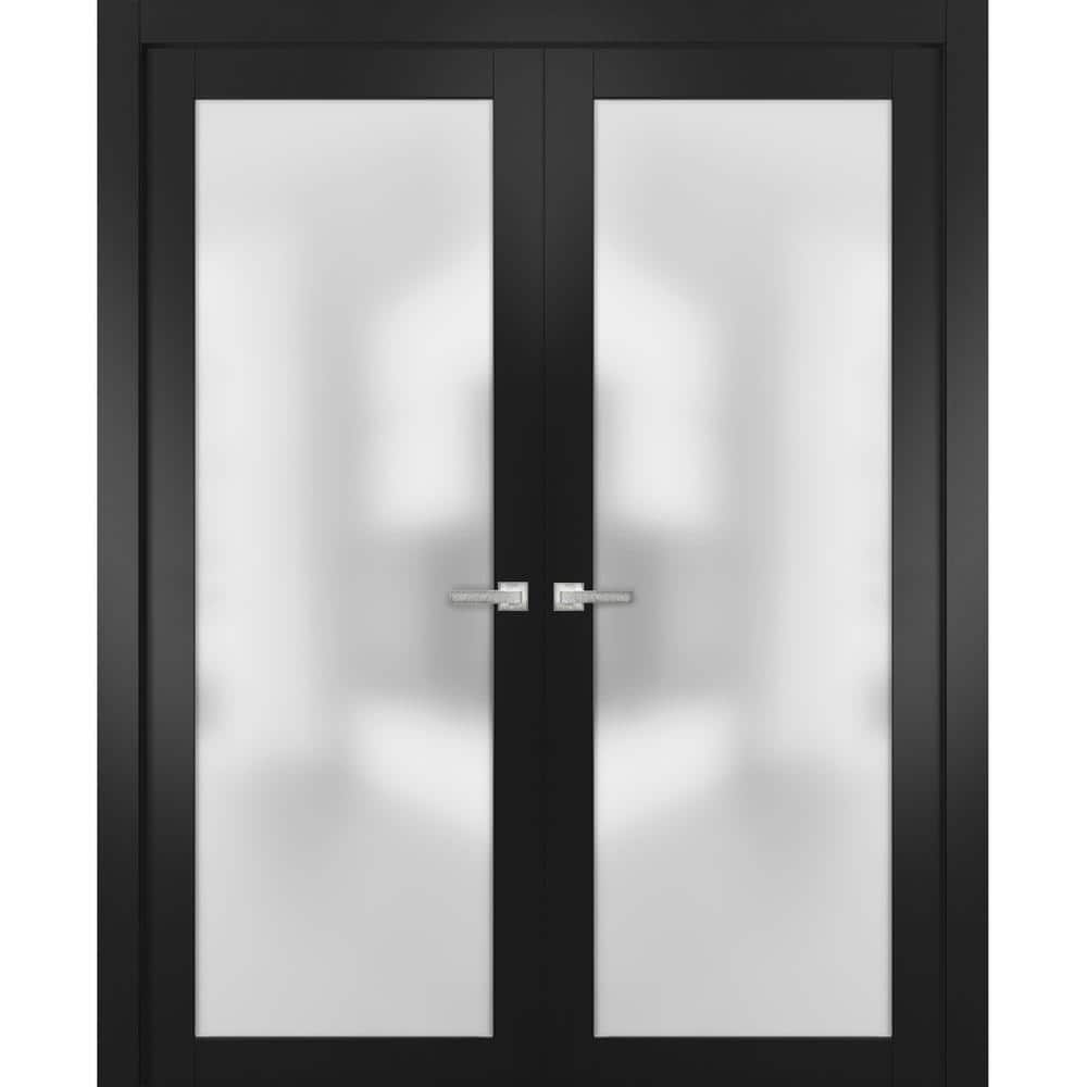 2102 56 in. x 80 in. Single Panel Black Finished Pine Wood Interior Door Slab with Hardware price history on PriceWatchPro