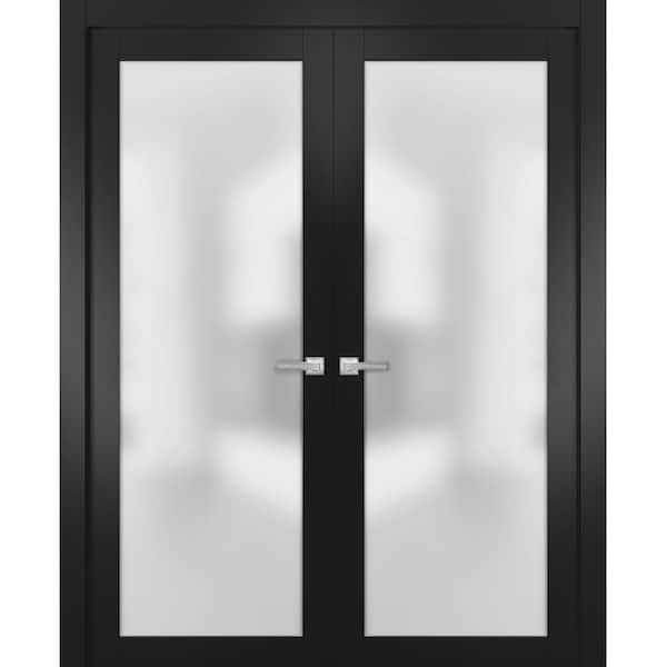 Sartodoors 2102 64 in. x 84 in. Single Panel Black Pine Wood Interior Door Slab with Hardware