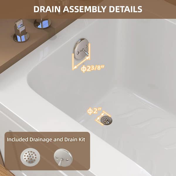 SnowAprn 60 in. x 32 in. Alcove Soaking Bathtub with Left-Hand Drain Rectangular Apron Front Skirt Bathtub in White