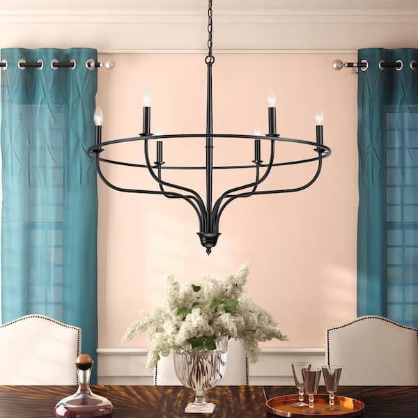 Rennnsan Nathan 6-Light Dimmable Traditional Wagon Wheel Chandelier