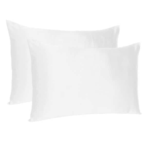 HomeRoots Amelia White Solid Color Satin Standard Pillowcases (Set of 2)