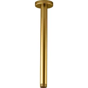 Statement 12 in. Ceiling-Mount Single-Function Rain Head Shower Arm and Flange in Vibrant Brushed Moderne Brass