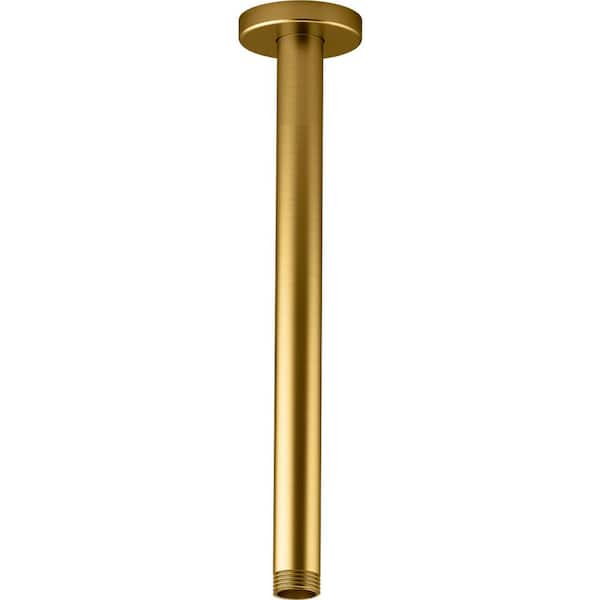 KOHLER Statement 12 in. Ceiling-Mount Single-Function Rain Head Shower Arm and Flange in Vibrant Brushed Moderne Brass