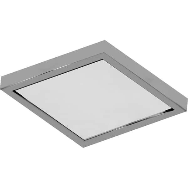Volume Lighting 12 in. 1-Light Brushed Nickel LED Indoor Square Ceiling Flush Mount/Wall Mount Sconce with White Acrylic Square Lens