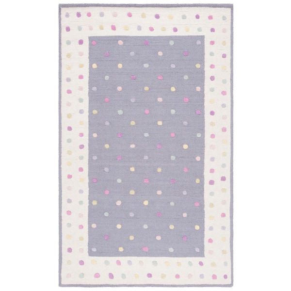 Kids Gray/Multi 6 ft. x 9 ft. Border Polka-Dot Area Rug