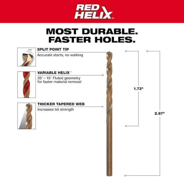 Milwaukee 9/64 in. Red Helix Cobalt Drill Bit 48-89-2306 - The Home Depot