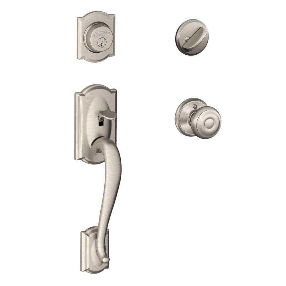 Schlage Georgian Satin Nickel Keyed Entry Door Knob F51 GEO 619