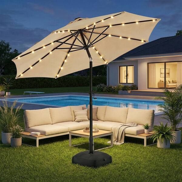 7x9 patio umbrella Outsunny 9' 7' Solar LED Lighted A crank lift and manual tilt make it simple to adjust to your desired shade levelt. lohasco 9 ft. Solar LED