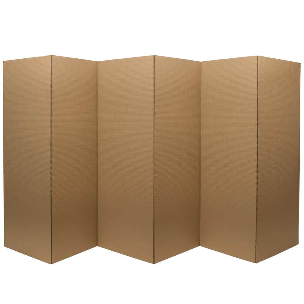 Brown Cardboard Folding Screen Room Divider - 6 Panels