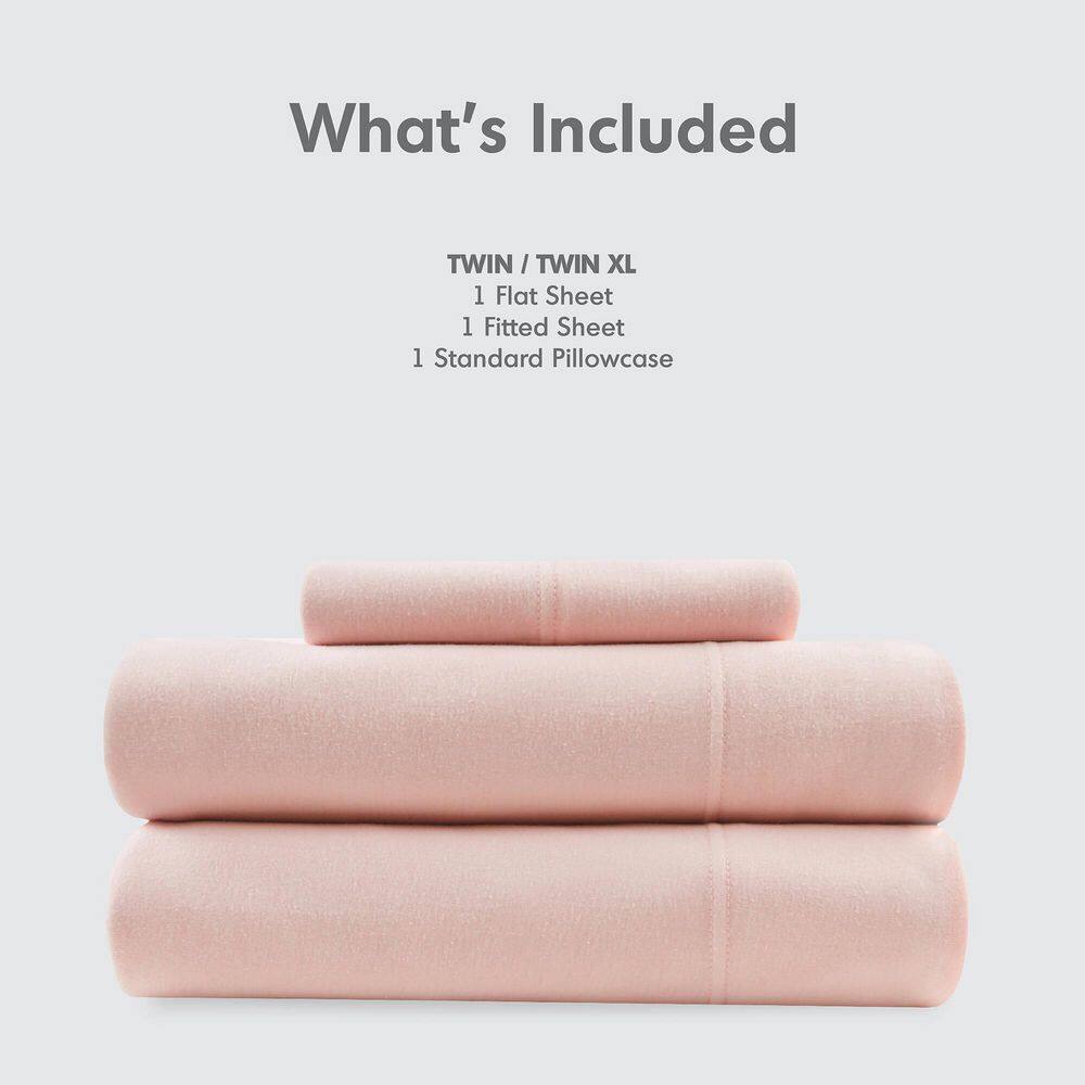 Blush Twin XL Cotton Blend Jersey Knit Sheet Set