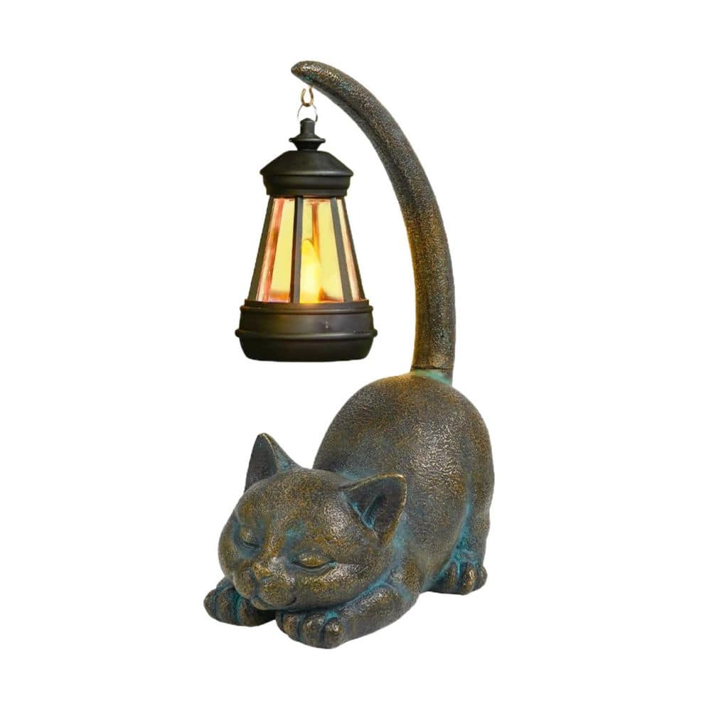 3.94 x 6.69 x 10.03 in. Resin Cat Figurine with Solar Light Garden Statues for Patio Yard Lawn Ornament price history on PriceWatchPro