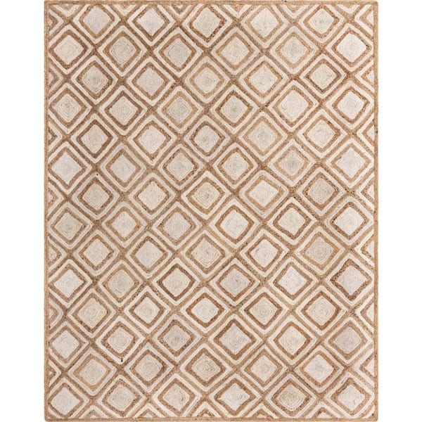 Unique Loom Braided Jute Bengal Natural 8' 0 x 10' 0 Area Rug