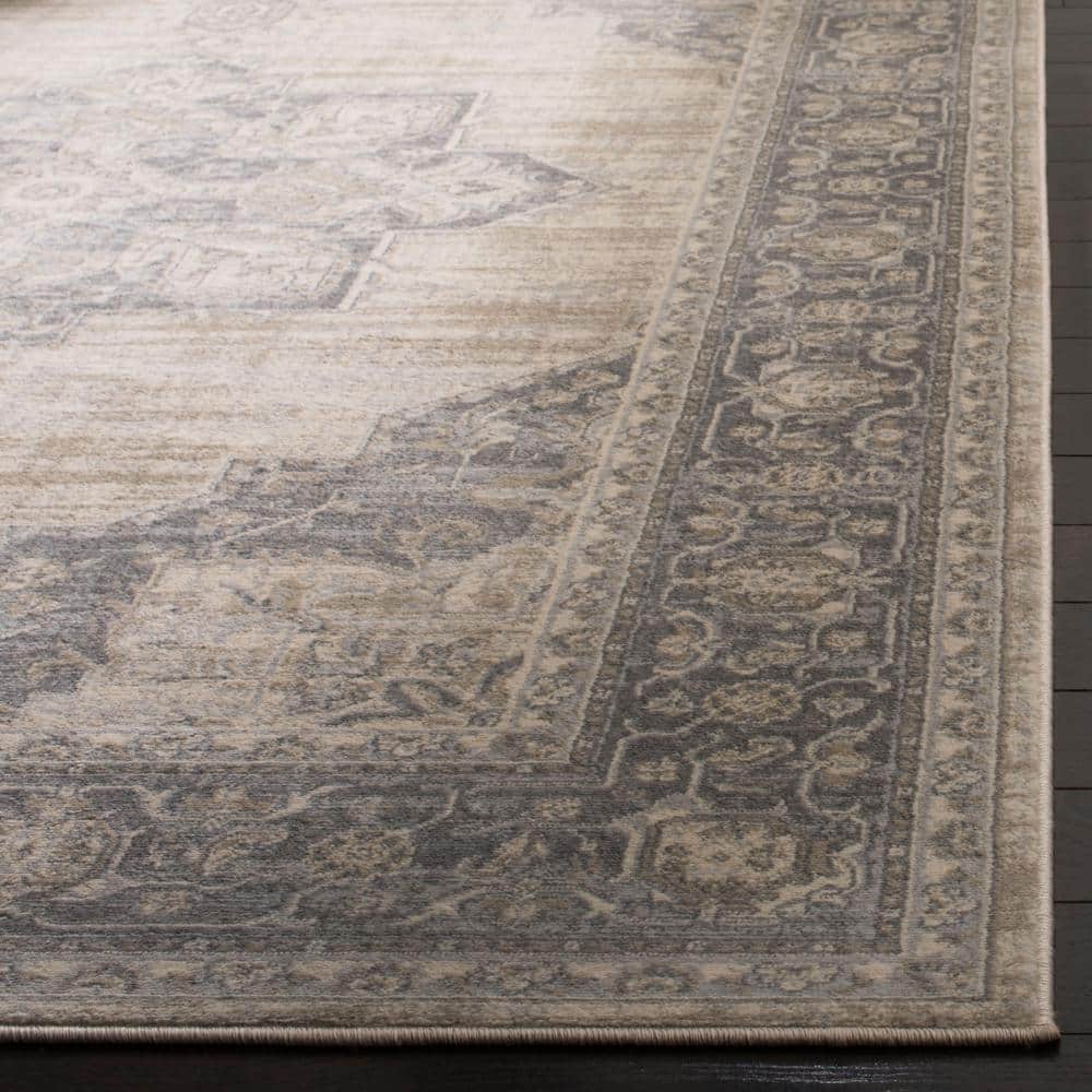 Brentwood 8' Square Cream and Gray Synthetic Area Rug