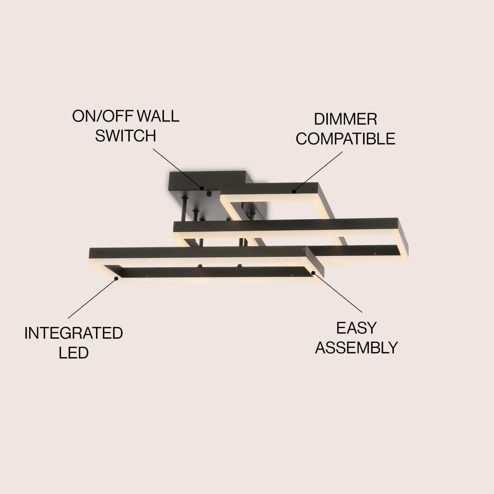 Lumina 28" LED Black Geometric Flush Mount Ceiling Light