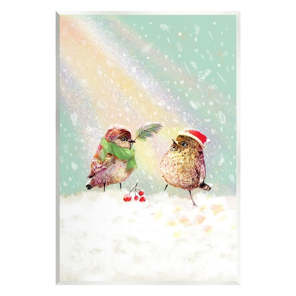 Stupell Industries Holiday Bird and Snowy Rainbow by Verbrugge Watercolor 1-Piece Unframed Graphic Print Animal Art Print 15 in. x 10 in.