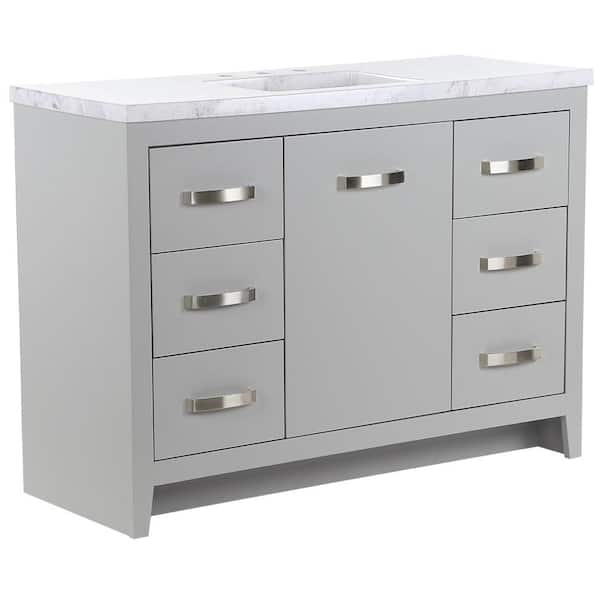 Merrimack 48 W x 23 D x 36 H Single Bathroom Vanity Set, Three Posts,  Base Finish: Gray