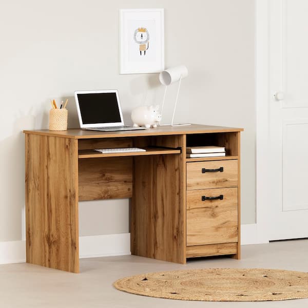 South Shore Tassio 44.5 in. Rectangle Nordik Oak Particle Board 2-Drawers Desk