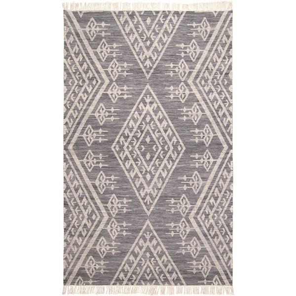 8 ft. x 10 ft. Gray and Ivory Geometric Area Rug