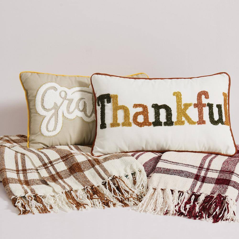 Plaid Chenille 50x70 Reversible Winter Throw with Fringe