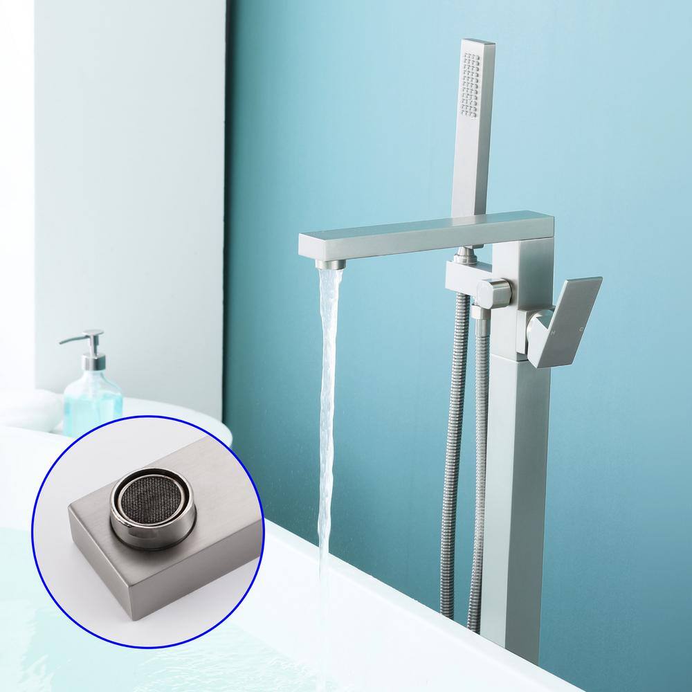 Brushed Nickel Freestanding Tub Faucet with Hand Shower