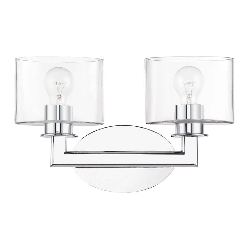 Bernardino 16 in. 2-Light Polished Chrome Vanity Light with Mouth Blown Clear Glass price history on PriceWatchPro
