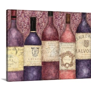 "Wine Bottles - Damask Pattern" by Susan Winget Canvas Wall Art