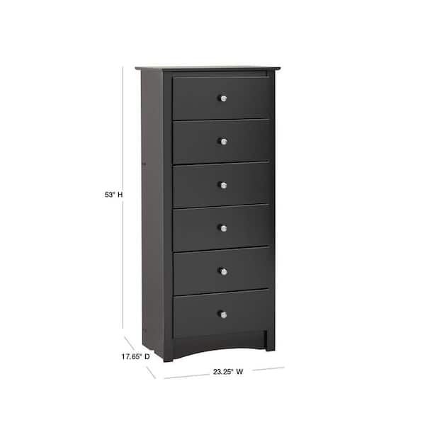 Prepac Sonoma 6-Drawer Black Chest of Drawers BDC-2354-K