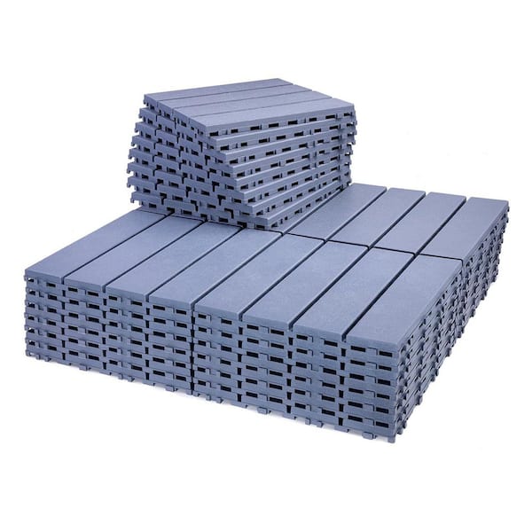 Afoxsos Plastic Interlocking Deck Tiles 36 Pack (11.3 in. x 11.3 in.) Patio Flooring Outdoor Waterproof for All Weather Use Gray