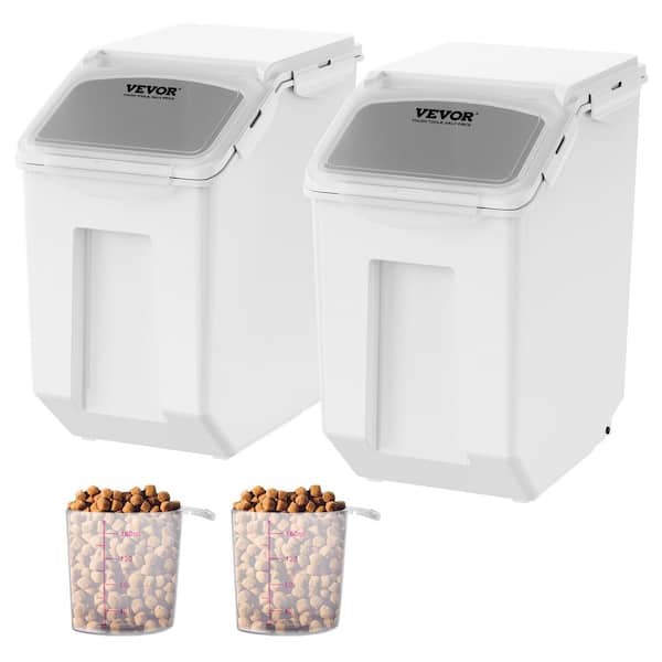 Ingredient Storage Bin 2 x 15 in. L Dispenser Bin with 2-Measuring Cups PP Material Kitchen Rice Cereal Flour Bin