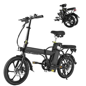 16 in. Foldable Electric Bike with 15.5 MPH Max Speed, 500W Motor, Removable Battery and Multi-Shock Absorption, Black