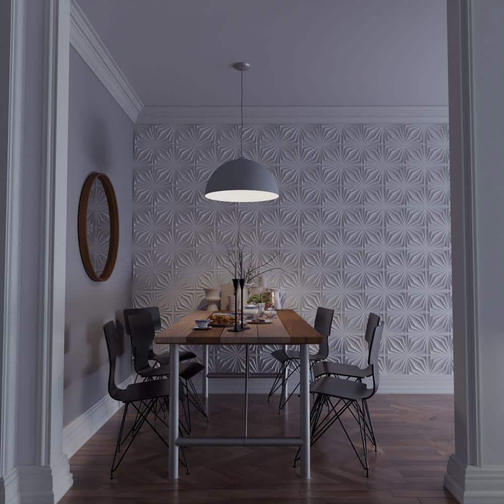 White Textured 3D PVC Decorative Wall Panels, 19 5/8" x 19 5/8", 50-Pack