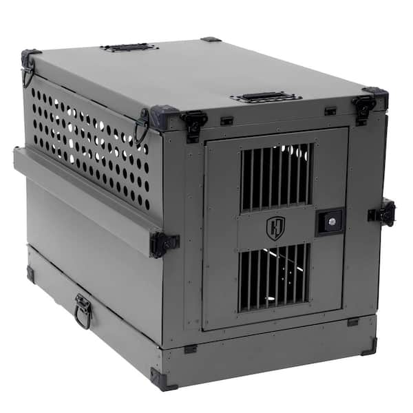 Hercules Safe Vehicle Transport Dog Crate with Heavy Duty Aluminum Construction, Collapsible-Large