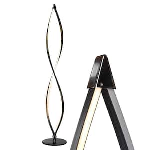 Halo Split 72 in. Classic Black Industrial 2-Light 3-Way Dimming LED Floor Lamp with Adjustable Head