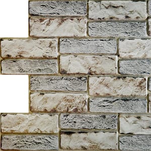 3D Falkirk Retro 1/50 in. x 38 in. x 19 in. Dark Beige Grey Faux Old Brick PVC Decorative Wall Paneling (10-Pack)