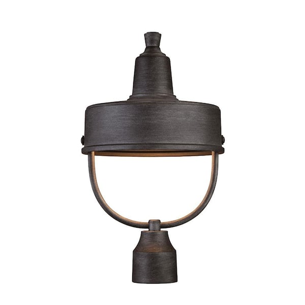 Portland Dark Sky 1-Light Weathered Pewter Steel Line Voltage Outdoor Weather Resistant Post Light with No Bulb Included